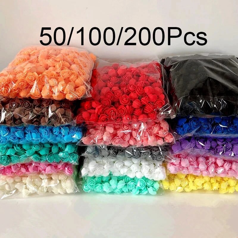 50/100/200 vnt 3,5 cm putplasčio rožių galvutės Dirbtinės gėlės meškiuko rožė vestuvių gimtadienio vakarėliui, namų dekoravimui, pasidaryk pats Valentino dienos dovanos