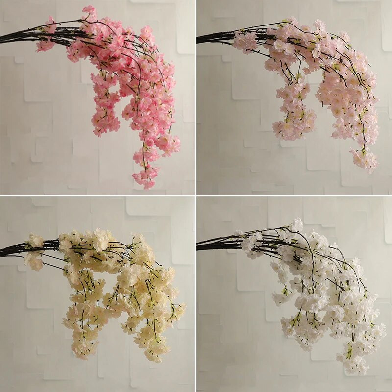 80 CM imitație de flori de cireș, flori artificiale, pânză de mătase, ramură lungă, flori pentru nuntă, pentru biroul de acasă, aranjament floral