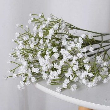 Λευκά Gypsophila Τεχνητά Λουλούδια Διακόσμηση Γάμου DIY Μπουκέτο Σύνθεση Πλαστική Βρεφική Αναπνοή Ψεύτικα λουλούδια Διακόσμηση σπιτιού