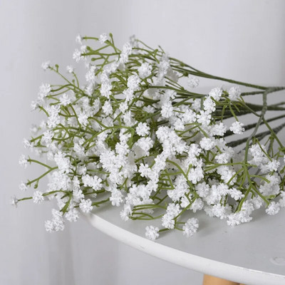 Flori artificiale de gypsophila alb pentru nunta, bricolaj, aranjament de decorare pentru buchet, respirația bebelușului din plastic, flori false, decorațiuni pentru casă