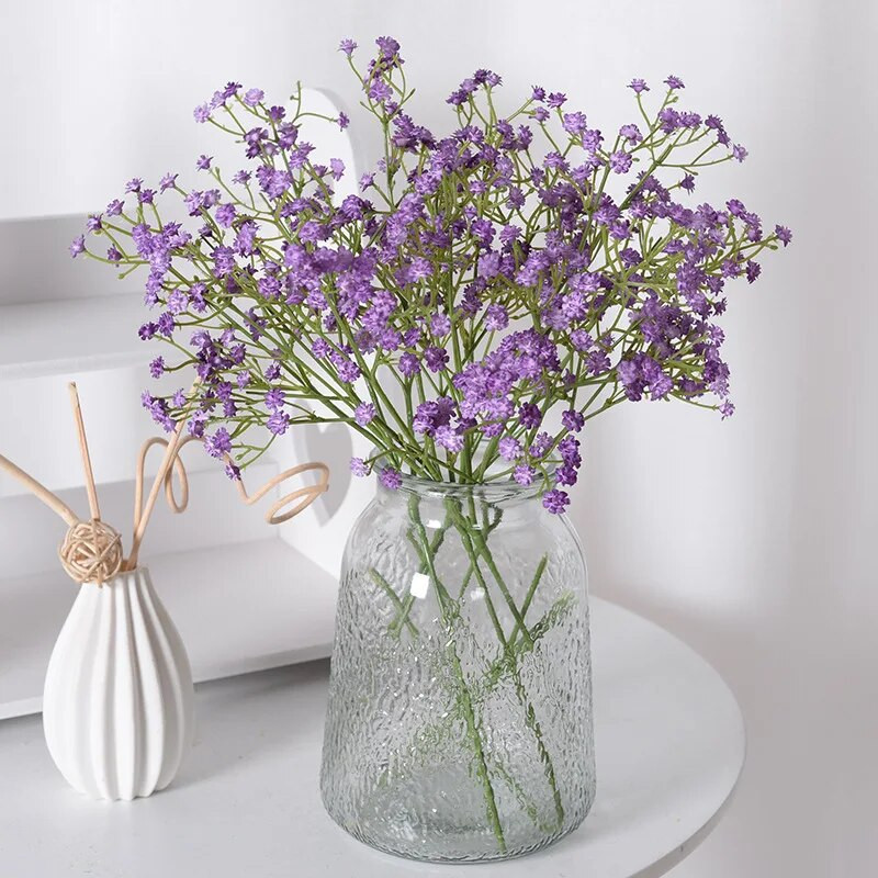 Flori artificiale de gypsophila alb pentru nunta, bricolaj, aranjament de decorare pentru buchet, respirația bebelușului din plastic, flori false, decorațiuni pentru casă