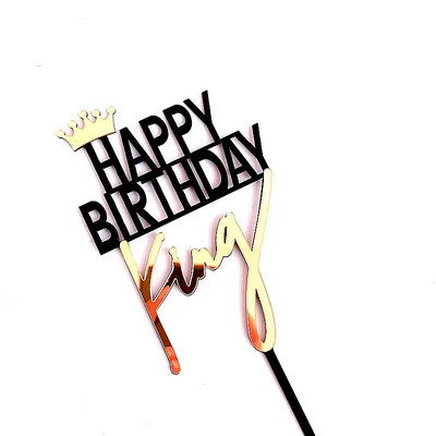 Sretan rođendanski vrh torte Ljubavno srce Umetci za tortu Dekoracije Akrilno zlato srebrno slovo za dječje rođendanske zabave