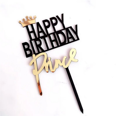 Sretan rođendanski vrh torte Ljubavno srce Umetci za tortu Dekoracije Akrilno zlato srebrno slovo za dječje rođendanske zabave