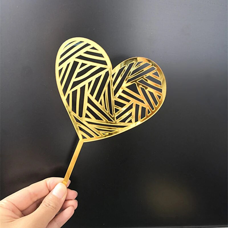 Sretan rođendanski vrh torte Ljubavno srce Umetci za tortu Dekoracije Akrilno zlato srebrno slovo za dječje rođendanske zabave