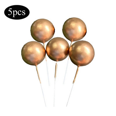 5 vnt. Auksiniai sidabriniai rutuliukai, pagaminti pasidaryk pats, gimtadienio tortų puošmenos Kekselių tortų apmušalai, skirti kūdikių vakarui Vestuvių tortų rutuliukai