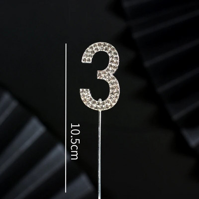 Csillogó strasszos szám tortafestékek arany ezüst 0-9 digitális születésnapi tortadísz esküvői party dekoráció baba zuhany