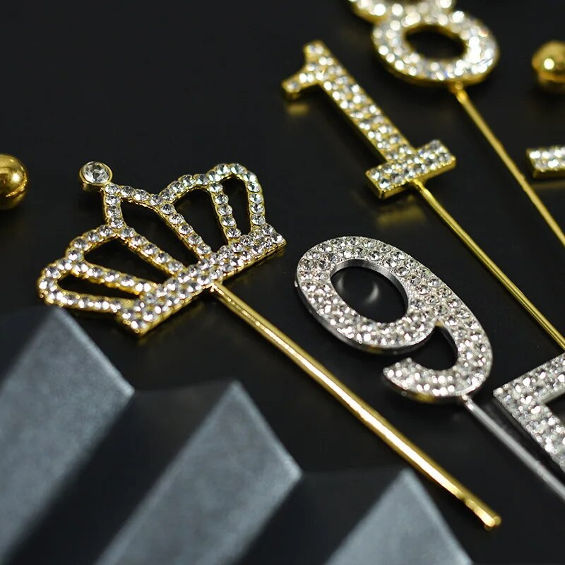 Csillogó strasszos szám tortafestékek arany ezüst 0-9 digitális születésnapi tortadísz esküvői party dekoráció baba zuhany