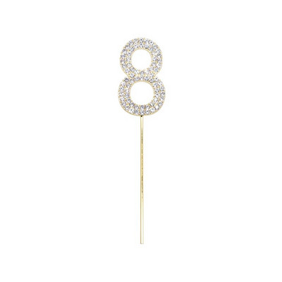 1 vnt. aukso sidabro deimantais nusagstytas 0–9 numerio torto dangtelis, skirtas gimtadienio vakarėliui papuošti Vestuvių tortų papuošimus.