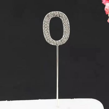 1 τμχ Glitter Alloy Rhinestone Number Cake Toppers Baby Shower Διακόσμηση γενεθλίων Γάμος Ασημί Ψηφιακές τούρτες Διακόσμηση για επιδόρπιο