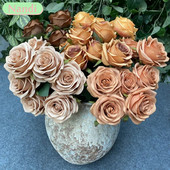 9 Trandafiri Buchet Mare Flori Artificiale Nunta Trandafiri de inalta calitate Decor Scene Display Cadou Floral Roz Alb Camelia