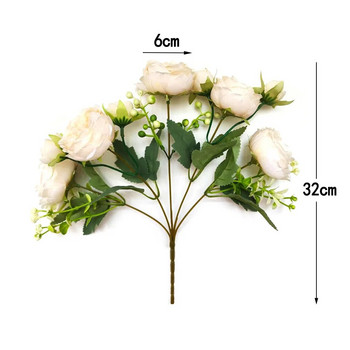 Ρεαλιστική ανθοδέσμη από μετάξι παιώνια Διακόσμηση σπιτιού Αξεσουάρ Γάμου Γάμου Scrapbooking Ψεύτικα φυτά Diy Pom Pom Τεχνητά τριαντάφυλλα