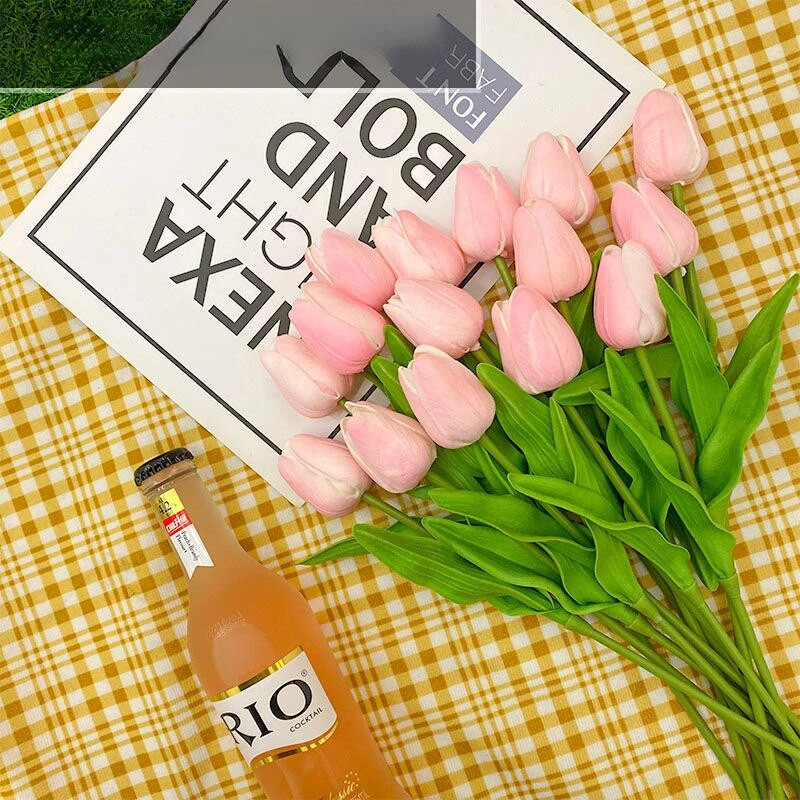 10 vnt tulpių dirbtinės gėlės Real Touch puokštė PE putos netikros gėlės Vestuvių ceremonijos dekoras Namų sodo dekoras