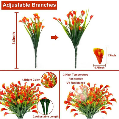 Mākslīgie ziedi Calla Lily Viltus ziedi āra iekštelpu āra biroja mājas dārza dekorēšanai