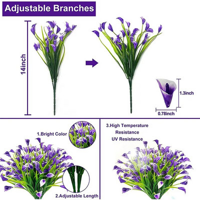 Mākslīgie ziedi Calla Lily Viltus ziedi āra iekštelpu āra biroja mājas dārza dekorēšanai