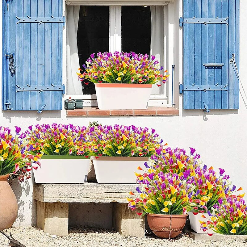 Mākslīgie ziedi Calla Lily Viltus ziedi āra iekštelpu āra biroja mājas dārza dekorēšanai