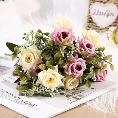 Frumoasă imitație de bujor trandafir ondulat trandafir floare de mătase DIY acasă grădină petrecere nunta decor flori artificiale decor acasă