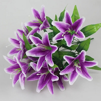 10 глави изкуствени лилии цветя Европейски многоцветни фалшиви булчински букет цветя сватба домашно парти декорация цветя