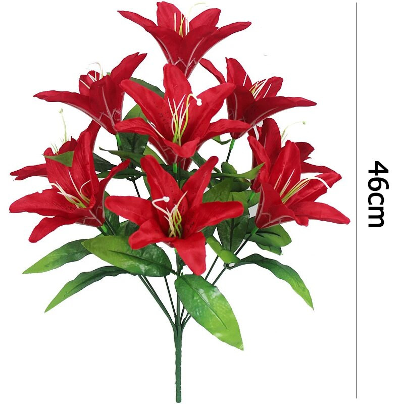 10 galvų Dirbtinės lelijos gėlės Europos daugiaspalvės netikros nuotakos gėlių puokštė Vestuvių namų vakarėlio dekoravimo gėlės