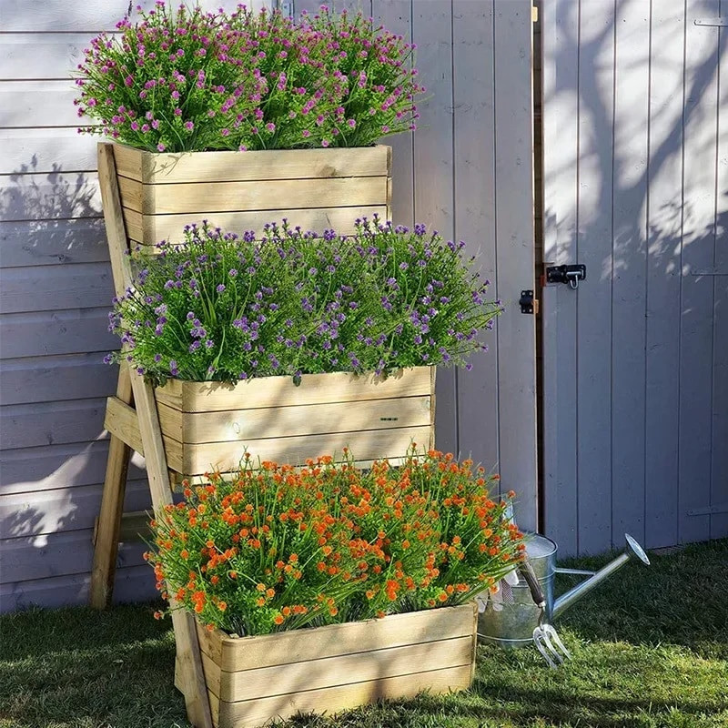 Dirbtinės gėlės netikros plastikinės žalumos augalai UV atsparūs vestuvėms vidaus namuose Virtuvės dekoras Sodo dekoravimas lauke