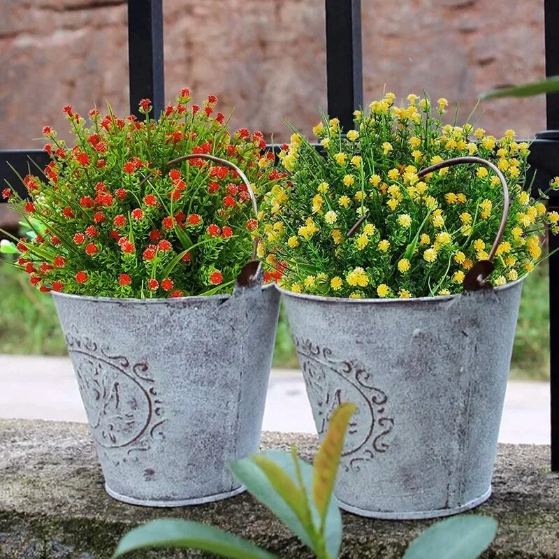 Dirbtinės gėlės netikros plastikinės žalumos augalai UV atsparūs vestuvėms vidaus namuose Virtuvės dekoras Sodo dekoravimas lauke