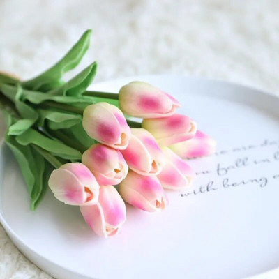 10 vnt Tulpių Dirbtinė Gėlė Bet koks Kolokacija Tikras prisilietimas Dirbtinė puokštė Netikros gėlės Vestuvių dekoravimas Gėlės Namų dekoras