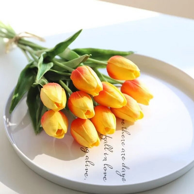 10 vnt Tulpių Dirbtinė Gėlė Bet koks Kolokacija Tikras prisilietimas Dirbtinė puokštė Netikros gėlės Vestuvių dekoravimas Gėlės Namų dekoras