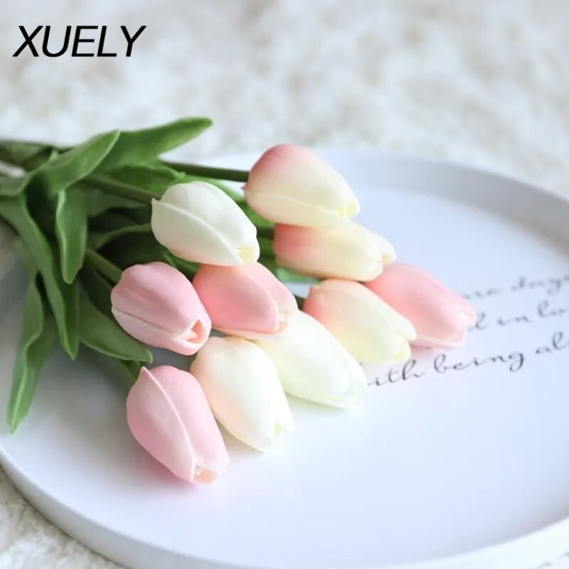 10 vnt Tulpių Dirbtinė Gėlė Bet koks Kolokacija Tikras prisilietimas Dirbtinė puokštė Netikros gėlės Vestuvių dekoravimas Gėlės Namų dekoras