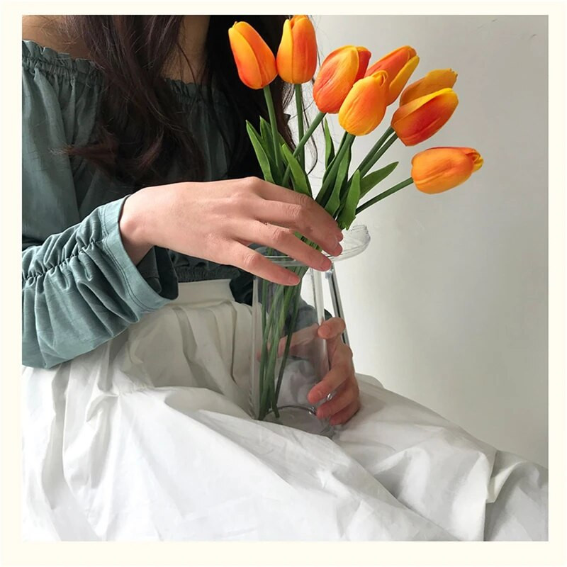 10 vnt Tulpių Dirbtinė Gėlė Bet koks Kolokacija Tikras prisilietimas Dirbtinė puokštė Netikros gėlės Vestuvių dekoravimas Gėlės Namų dekoras