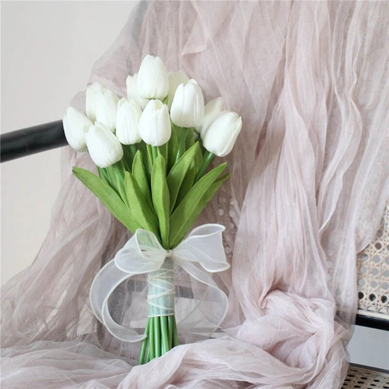 10 vnt Tulpių Dirbtinė Gėlė Bet koks Kolokacija Tikras prisilietimas Dirbtinė puokštė Netikros gėlės Vestuvių dekoravimas Gėlės Namų dekoras