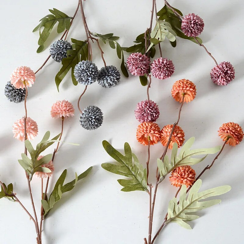 5 capete floare artificială păpădie flori bile bricolaj acasă decorare nunta buchet mătase flori false decor ziua îndrăgostiților