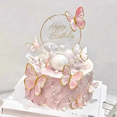 10 vnt. štampavimo aukso spalvos rožinės spalvos drugelių pyragaičiai princesės mergaitės vestuvės su gimtadieniu vakarėlio dekoras Desertinis pyragas dekoras drugelis