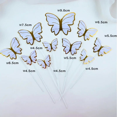 10 vnt. štampavimo aukso spalvos rožinės spalvos drugelių pyragaičiai princesės mergaitės vestuvės su gimtadieniu vakarėlio dekoras Desertinis pyragas dekoras drugelis