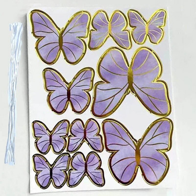 10 vnt. štampavimo aukso spalvos rožinės spalvos drugelių pyragaičiai princesės mergaitės vestuvės su gimtadieniu vakarėlio dekoras Desertinis pyragas dekoras drugelis