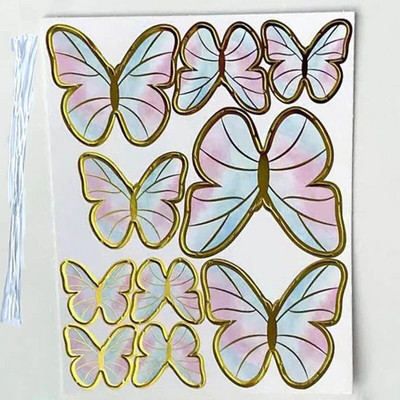 10 vnt. štampavimo aukso spalvos rožinės spalvos drugelių pyragaičiai princesės mergaitės vestuvės su gimtadieniu vakarėlio dekoras Desertinis pyragas dekoras drugelis