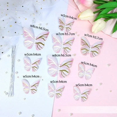 10 vnt. štampavimo aukso spalvos rožinės spalvos drugelių pyragaičiai princesės mergaitės vestuvės su gimtadieniu vakarėlio dekoras Desertinis pyragas dekoras drugelis