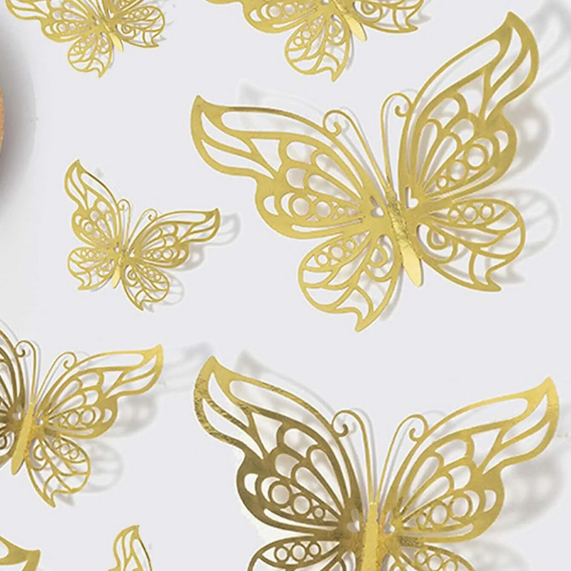 12db/szett 3D üreges pillangós falmatricák barkácsolás Lakberendezés Szobadekoráció Torta dekoráció
