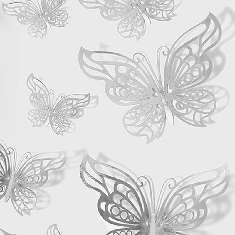 12db/szett 3D üreges pillangós falmatricák barkácsolás Lakberendezés Szobadekoráció Torta dekoráció