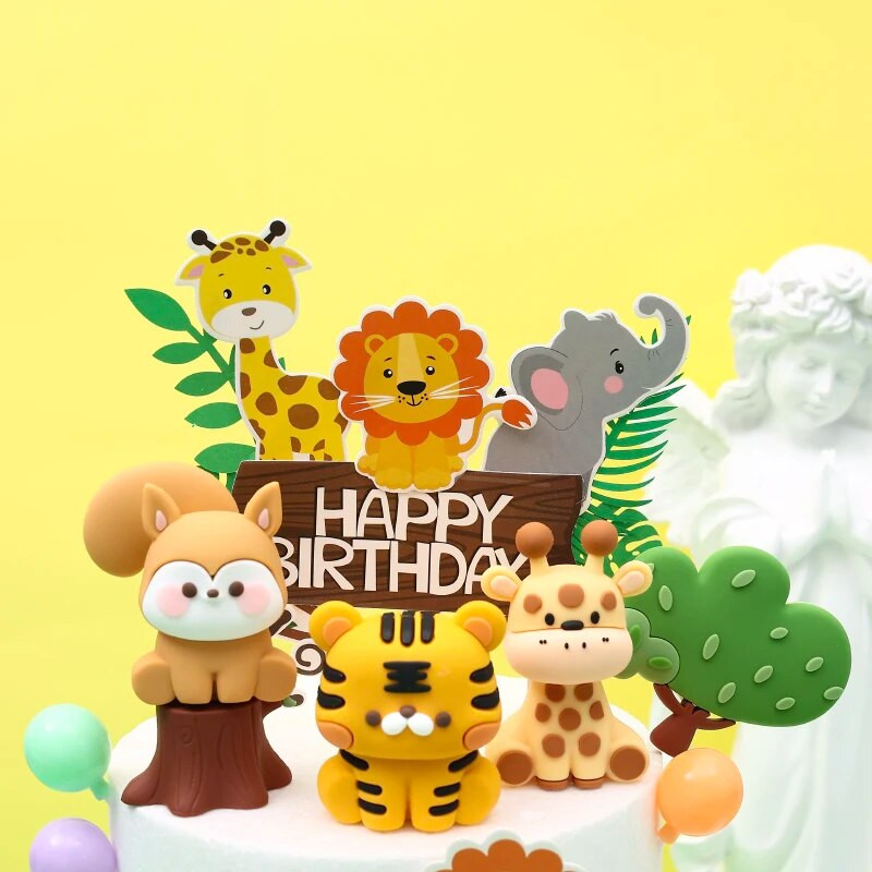 Jungle Animals tortafeltöltő Állatkert Állatok Oroszlán tigris Elefánt Torta Dekoráció Babazuhany Gyerekek Dzsungel Szafari Születésnapi parti díszek