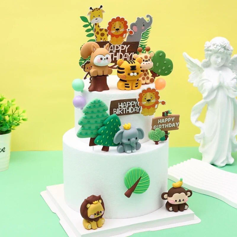 Jungle Animals tortafeltöltő Állatkert Állatok Oroszlán tigris Elefánt Torta Dekoráció Babazuhany Gyerekek Dzsungel Szafari Születésnapi parti díszek