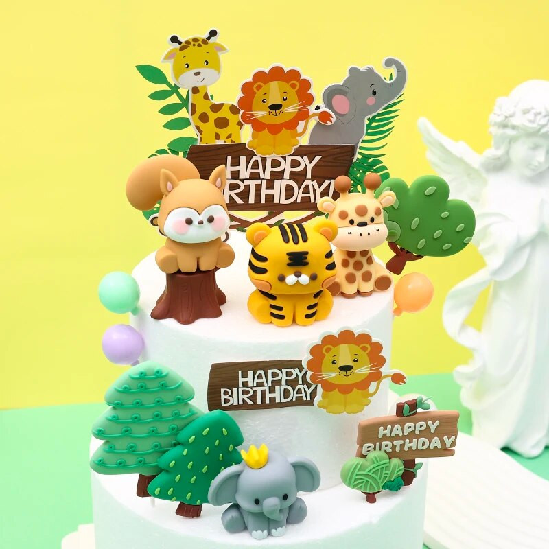 Jungle Animals tortafeltöltő Állatkert Állatok Oroszlán tigris Elefánt Torta Dekoráció Babazuhany Gyerekek Dzsungel Szafari Születésnapi parti díszek
