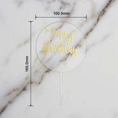 Akrylová ozdoba na tortu všetko najlepšie k narodeninám, bronzová dekorácia na tortu všetko najlepšie k narodeninám