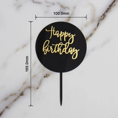 Akrylová ozdoba na tortu všetko najlepšie k narodeninám, bronzová dekorácia na tortu všetko najlepšie k narodeninám