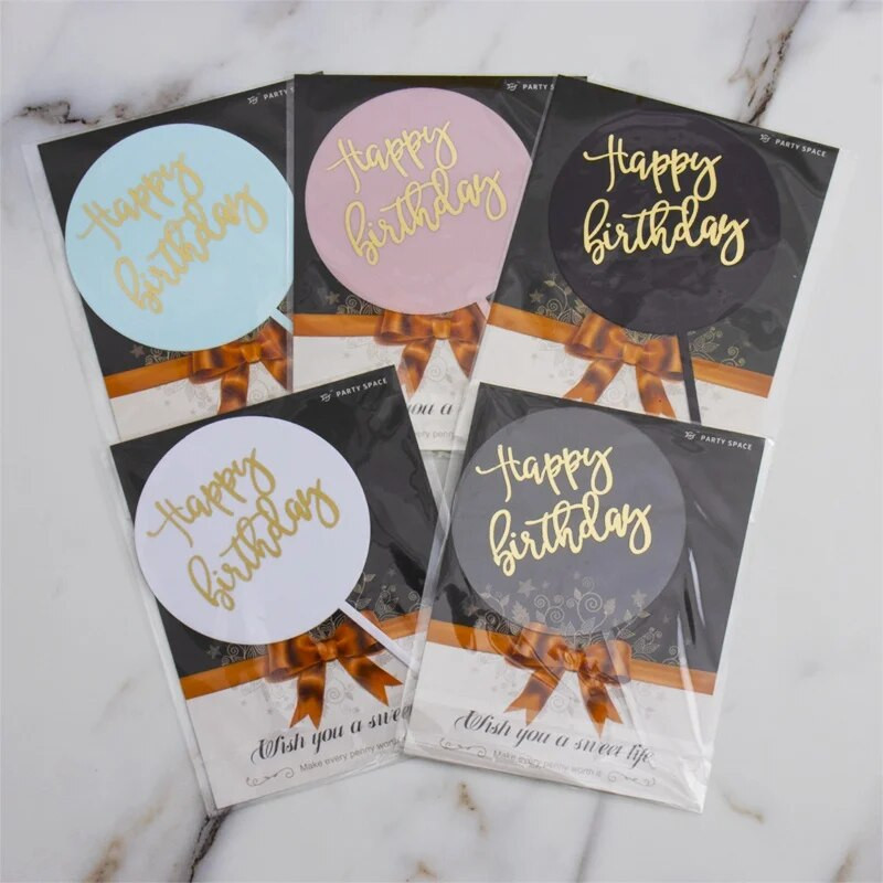 Akrylová ozdoba na tortu všetko najlepšie k narodeninám, bronzová dekorácia na tortu všetko najlepšie k narodeninám