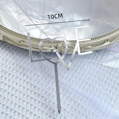 Naujas „No Stick Love“ vestuvinio torto užvalkalas Auksinis sužadėtuvių žiedas, akrilinis pyrago kepuraitė, skirta vestuvinių reikmenų tortams papuošti