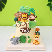Nou animal din pădure, girafă, leu, elefant, desene animate, pentru tort, pentru copii, 1-a aniversare, decorațiuni pentru cupcake, cadouri drăguțe tematice junglă