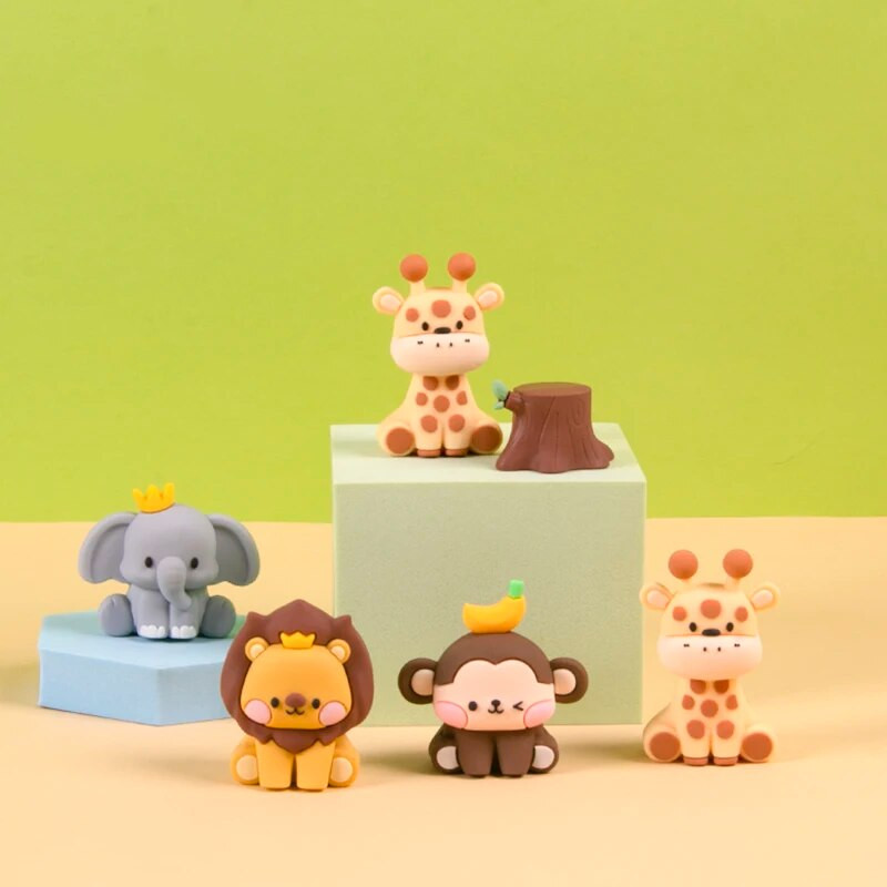 Nou animal din pădure, girafă, leu, elefant, desene animate, pentru tort, pentru copii, 1-a aniversare, decorațiuni pentru cupcake, cadouri drăguțe tematice junglă