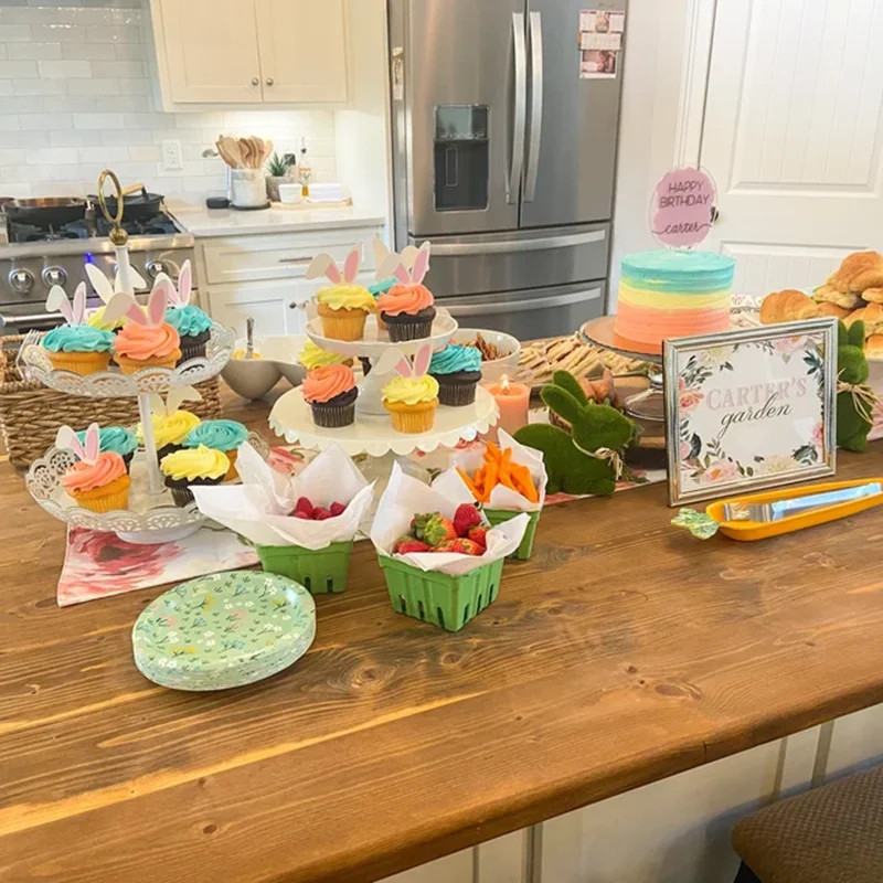 Decorații drăguțe pentru cupcake cu urechi de iepuraș de Paște, Paște fericit, Topper pentru tort iepure, alegeri de mâncare pentru copii, decorațiuni pentru petrecerea de Paște.