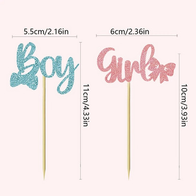 12 TK Poiste või tüdrukute koogitopsid Glitter Onesie kombinesoon Baby Shower Lapsed Sünnipäevad Soo paljastavad peokookide kaunistused