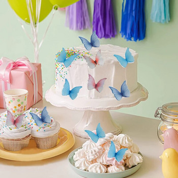 Годни за консумация вафлени хартиени пеперуди Комплект от 48 лилави цветни декорации за торти, горна част за кексчета в различни цветове Декорация за кексчета за парти