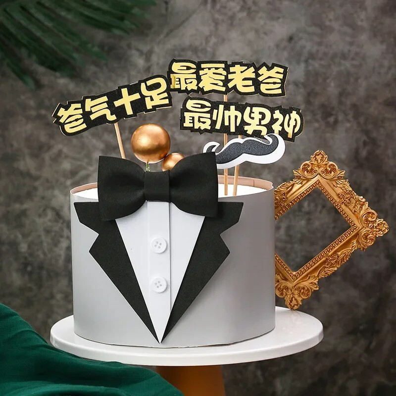 Eva Odijelo Leptir Kravata Sretan Očev Dan Poklopac za tortu Očev rođendan Tata Dekoracija Pečenje Alati za ukrašavanje Pokloni za zabavu